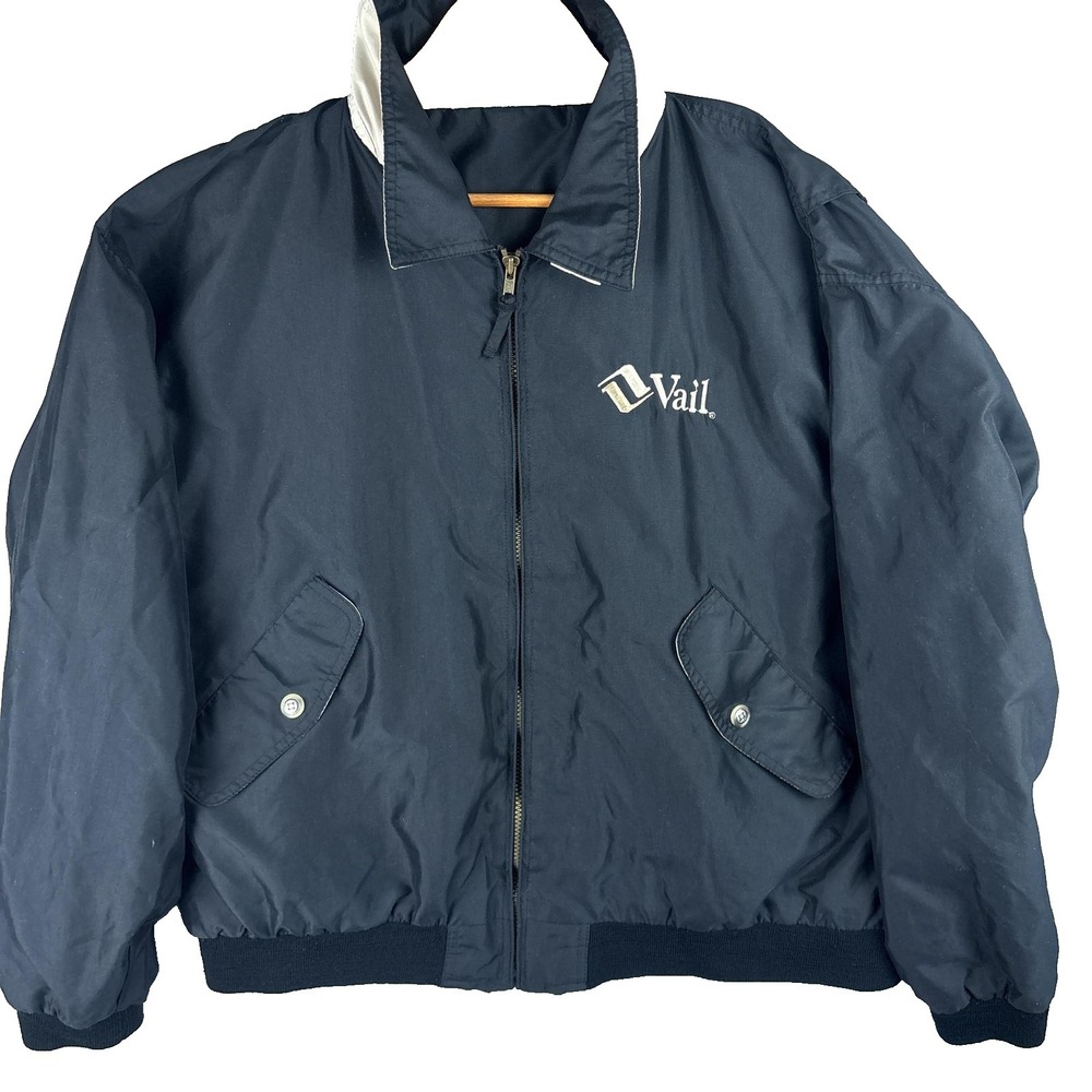 Vintage‎ 90s Vail Ski Resort Bomber-Style Coat Mens 2XL Black Full Zip Jacket